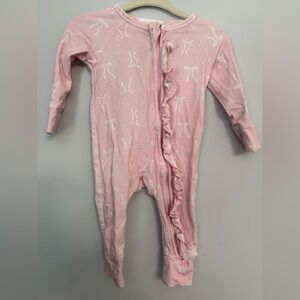 Little & Fern Pink Footie with White Bow Pattern